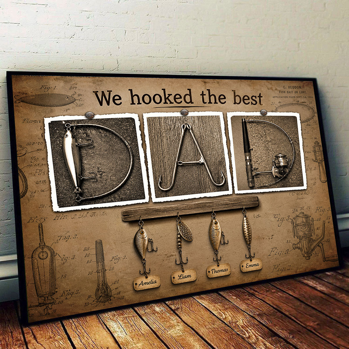 We Hooked the Best Fishing Dad - Personalized Poster - Father's Day Gift for Dad, Husband