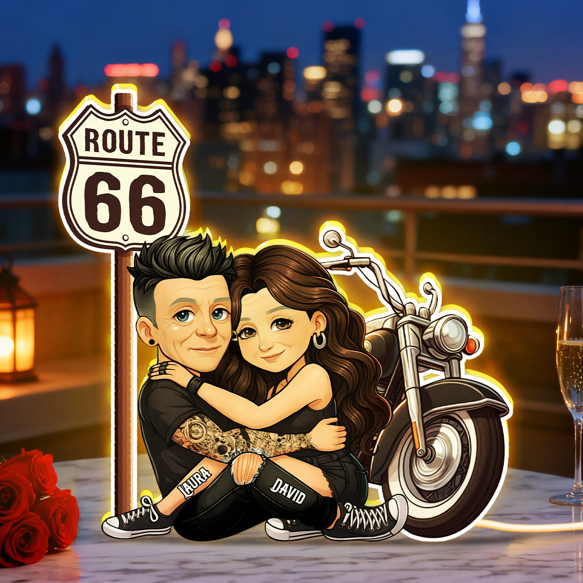 Bikers Couple Riding Partners for Life - Personalized Light Box - Gift for Him, Gift for Her