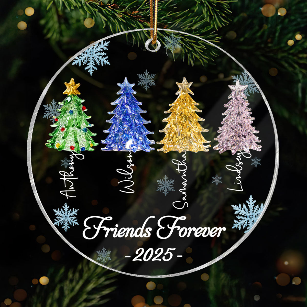3D Crystal Effect Christmas Trees Best Friends Forever - Personalized Acrylic Ornament - Gift For Besties