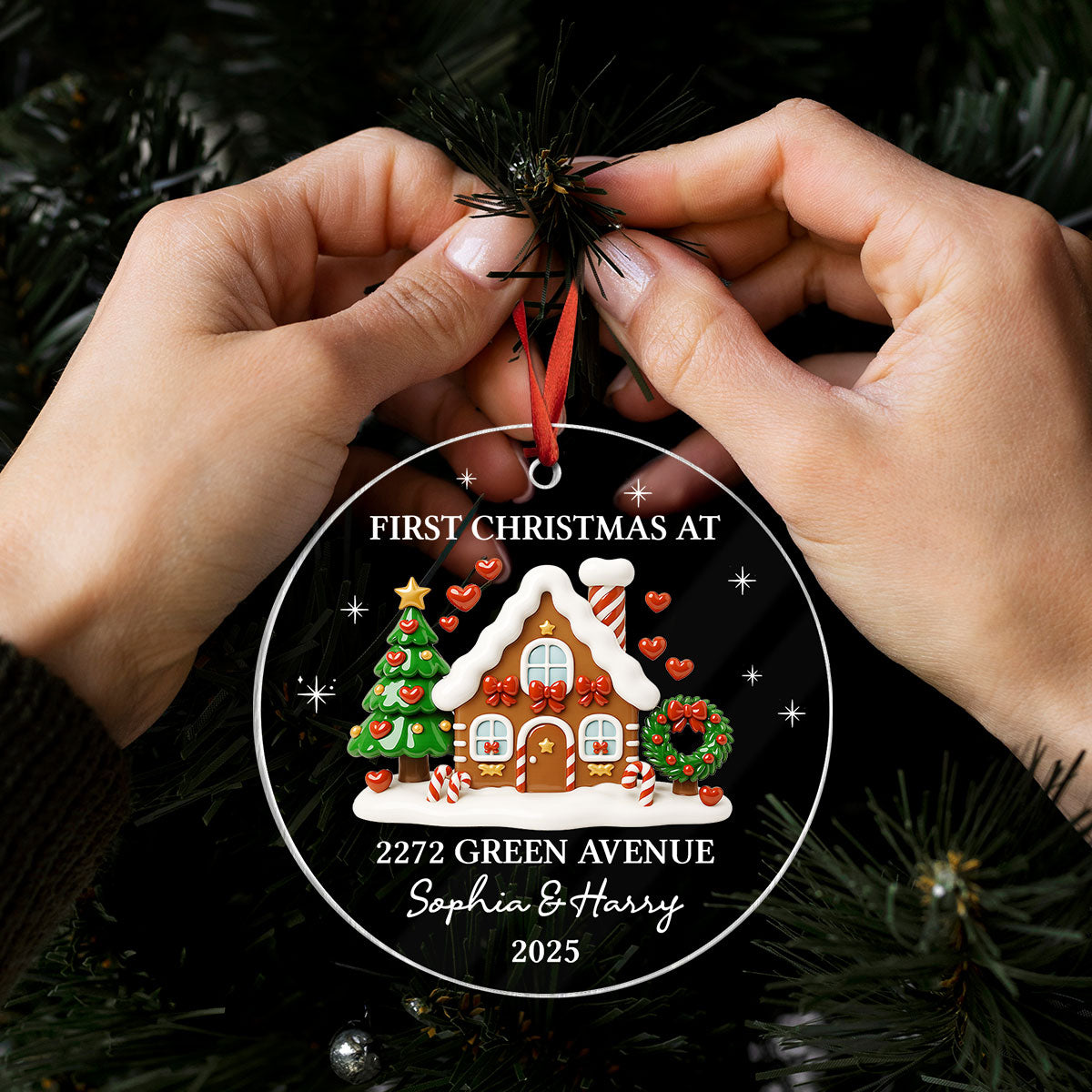 First Christmas New Home 3D Effect Gingerbread House - Personalized Acrylic Ornament