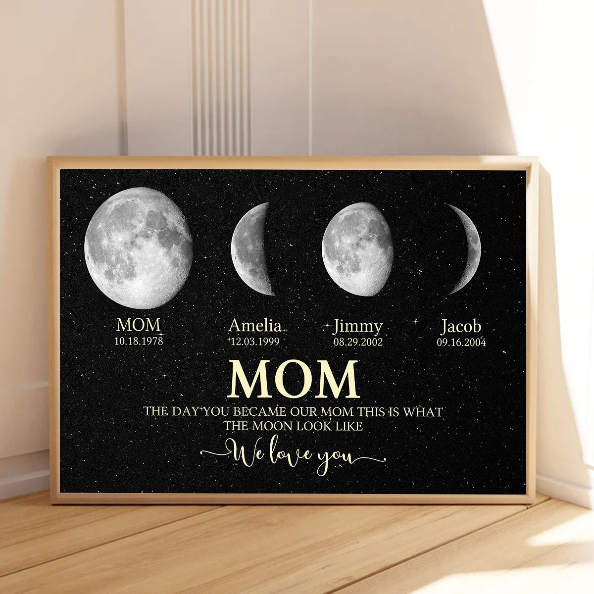 Custom Moon Phase with Kids Names, The Day You Became My Dad Mom - Personalized Poster - Gift for Dad, Mom