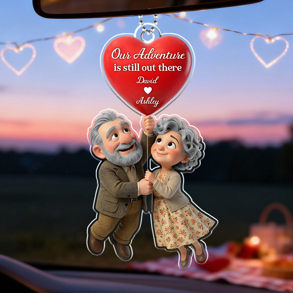 Our Adventure Is Still Out There Old Couple - Personalized Car Hanger - Valentine's Gift For Him, For Her