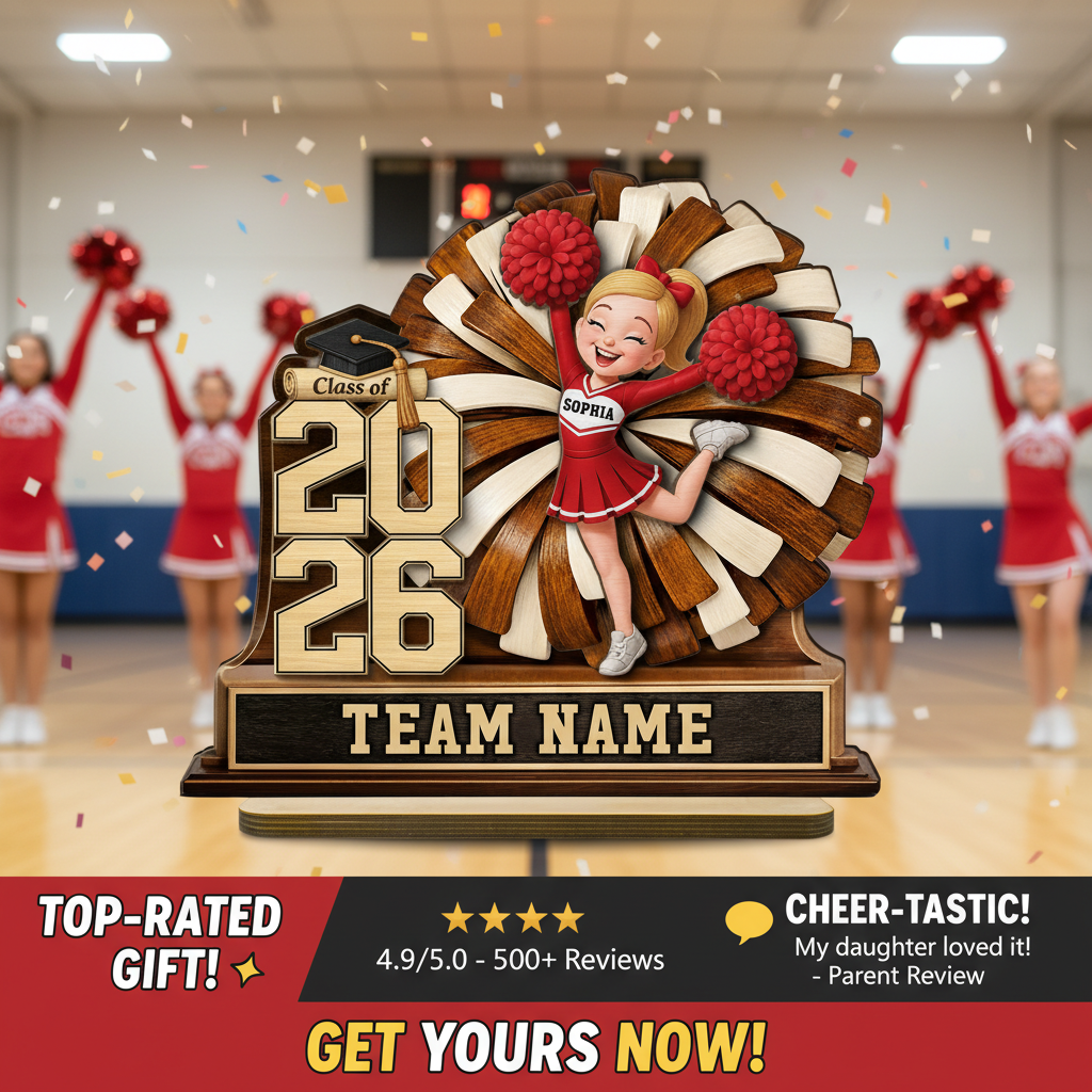 Cheerleader Senior Keepsake 2D Flat - Personalized 2-Layered Wooden Plaque - Graduation Gift For Son, Daughter