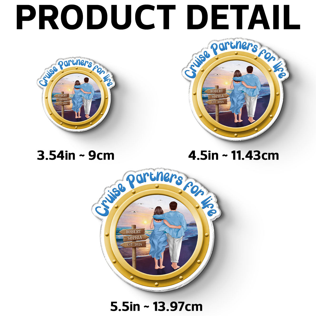 Cruise Partners For Life Porthole Couple Walking At Beach - Personalized Cruise Ship Door Magnet