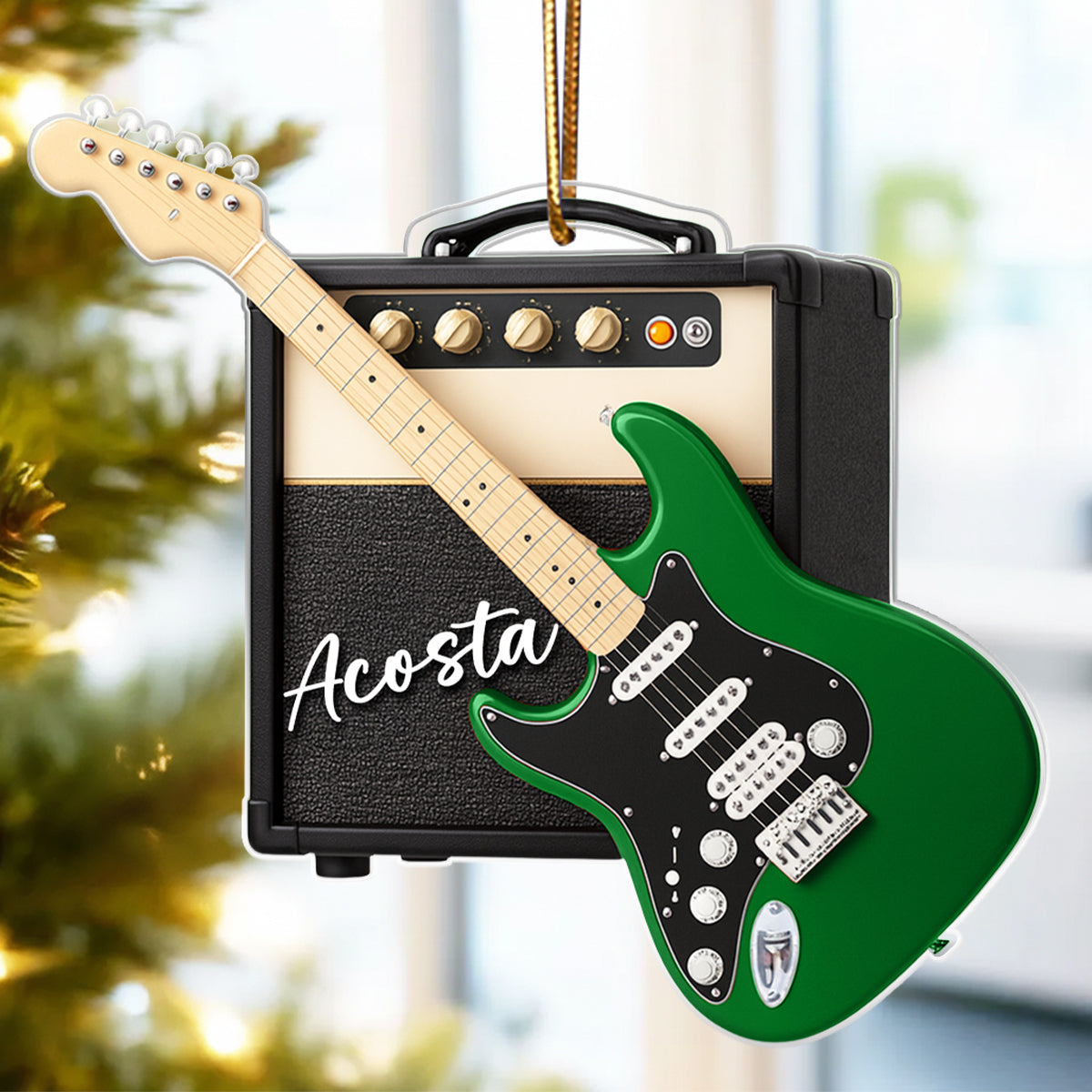 Strumming Story in Every Chord – Personalized Acrylic Ornament – Special Christmas Gift for Guitar Players