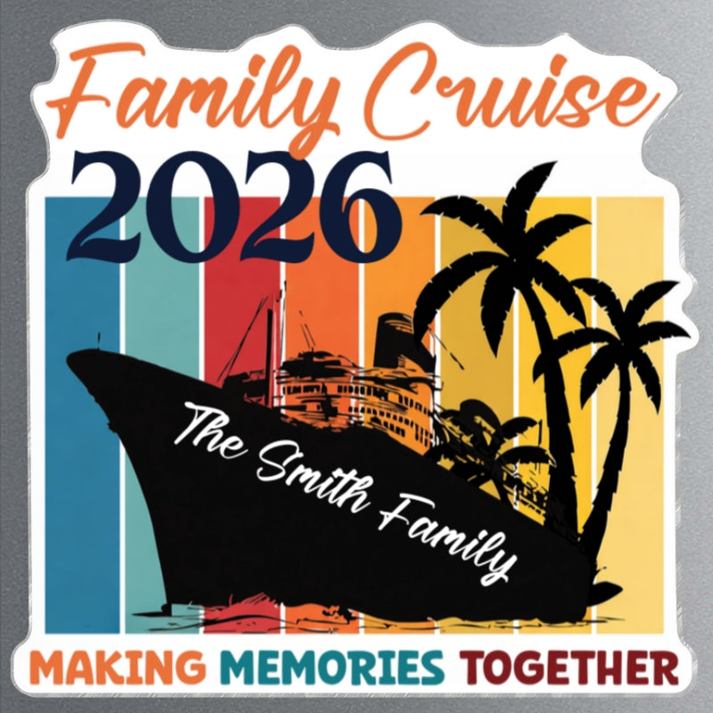 Family Retro Cruise Making Memories Together - Personalized Cruise Ship Door Magnet - Summer Cruise Ship Door Decorations
