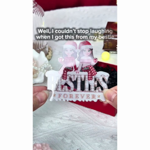 3D Shining Effect Besties Forever - Personalized Acrylic Ornament - Gift For Best Friends