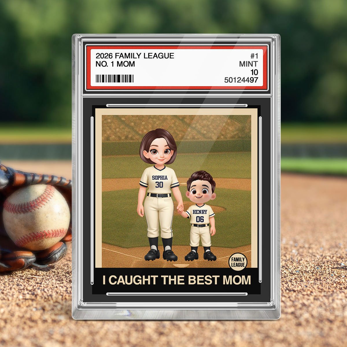 I Caught the Best Mom Baseball Mom Trading Card - Personalized Acrylic Block Plaque - Heartfelt Gift for Mom, Wife