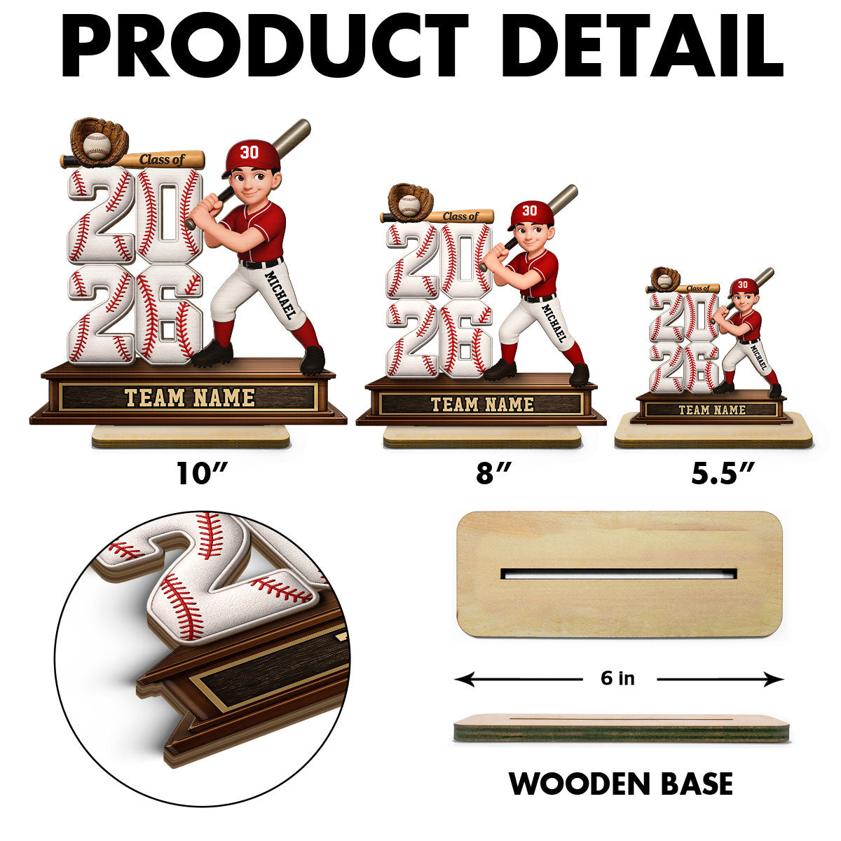 Baseball Senior Class Of 2026 2027 - Personalized 2-Layered Wooden Plaque - Graduation Gift For Son, Daughter, Graduates