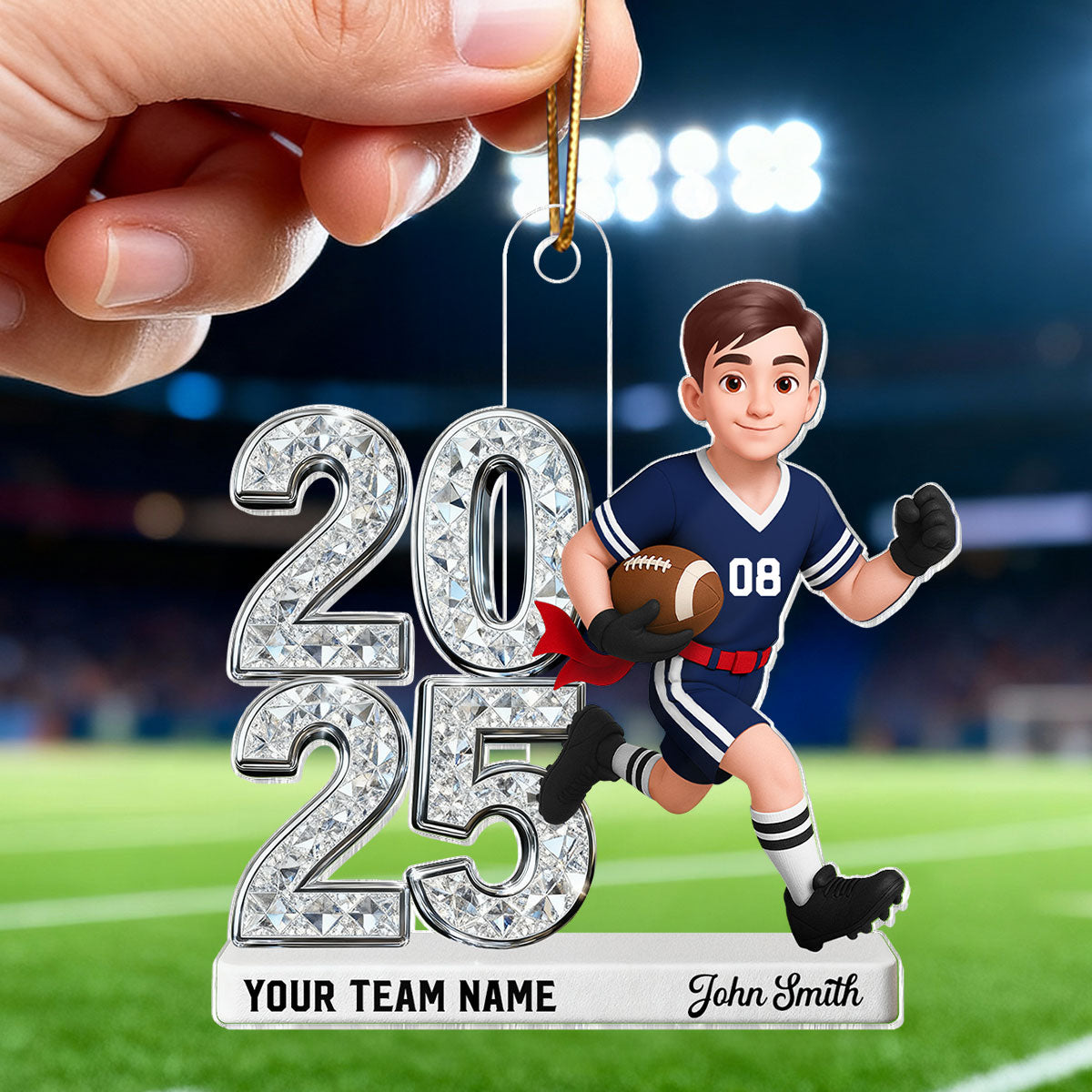 3D Shiny Effect Sport Player With Year - Personalized Acrylic Ornament - Gift For Daughter, Granddaughter, Son, Grandson