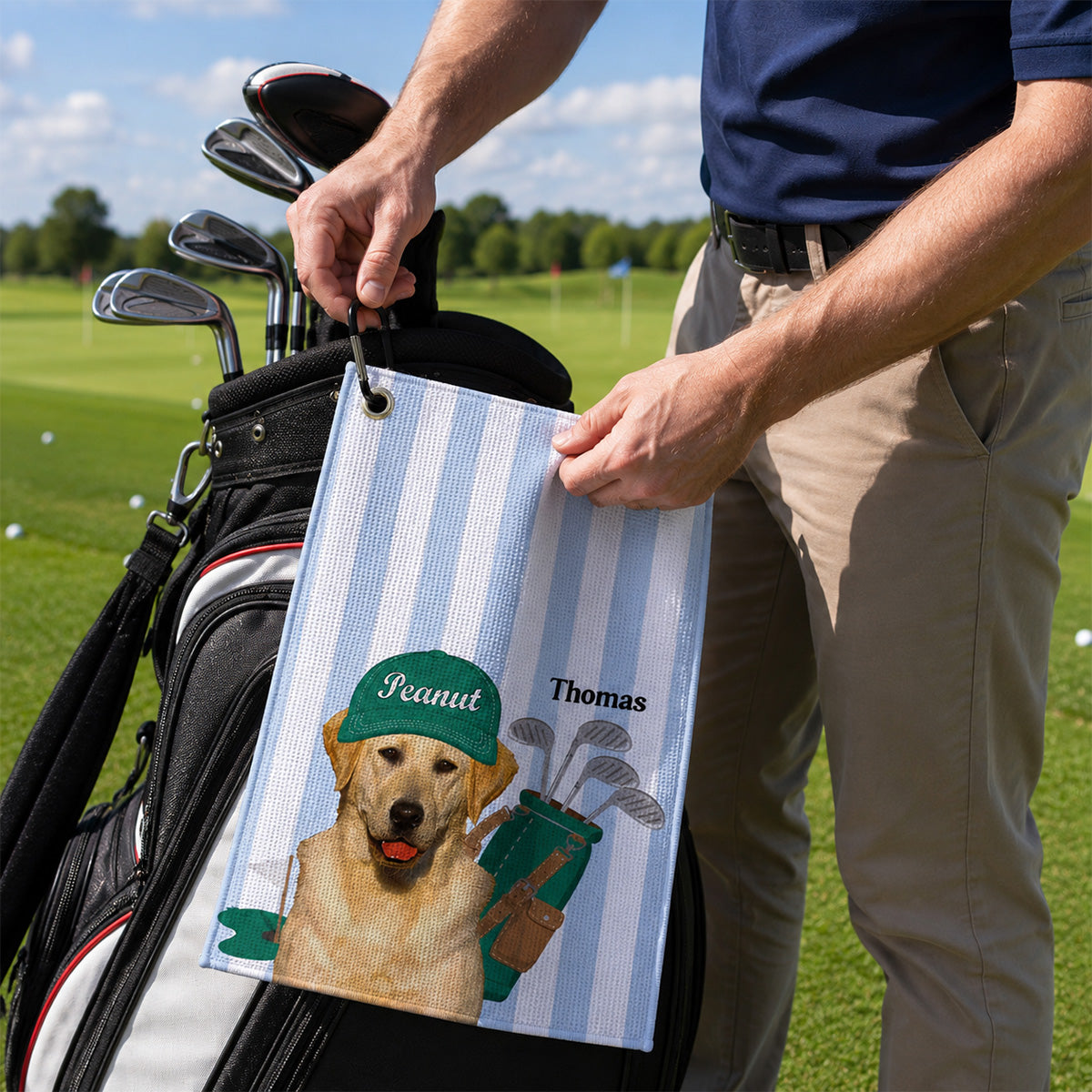 Dog Lover Golf Caddy Custom Pet Photo - Personalized Golf Towel - Father's Day Gift For Dog Lover