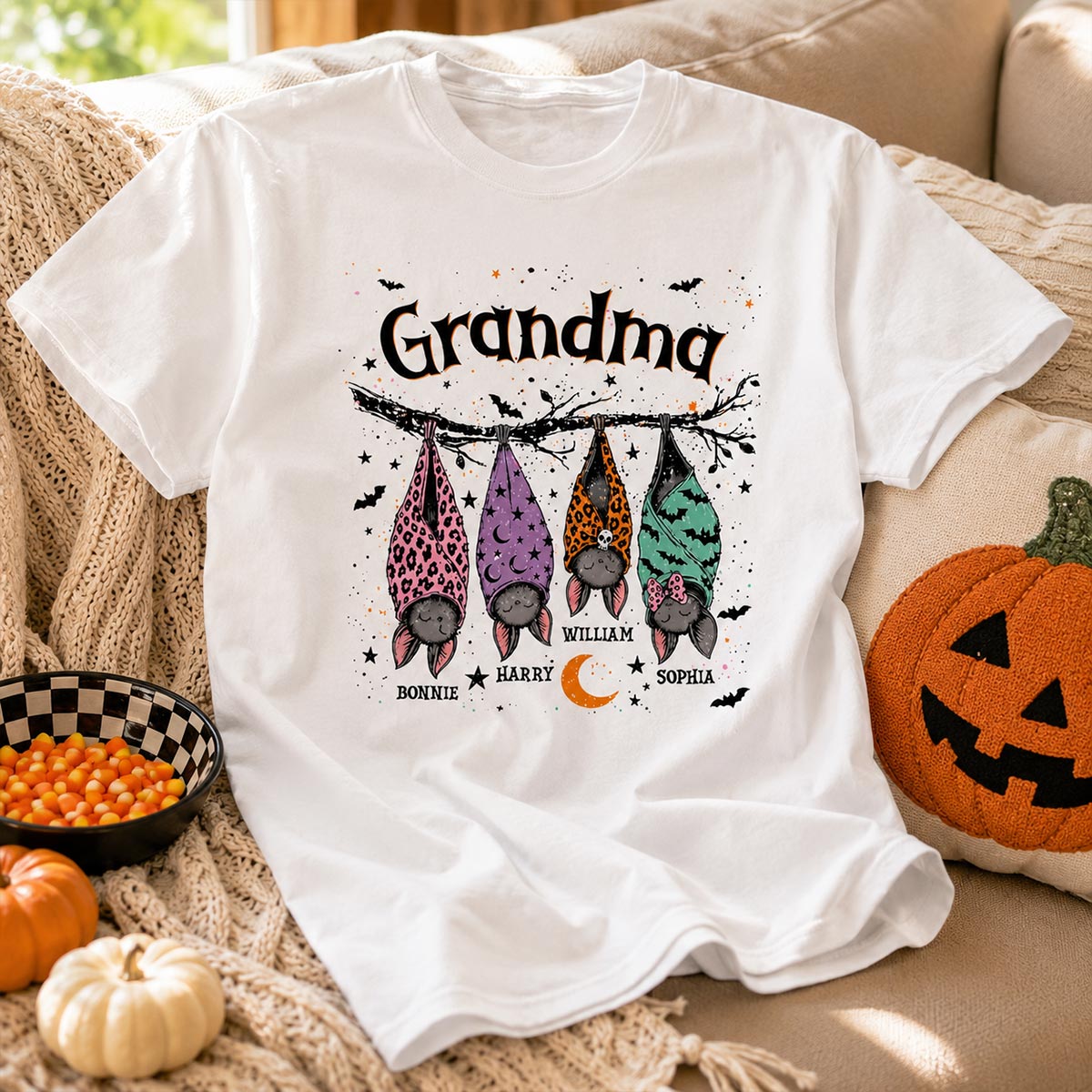 Grandma’s Little Bat Crew – Personalized Shirt – Cute Halloween Gift For Grandma