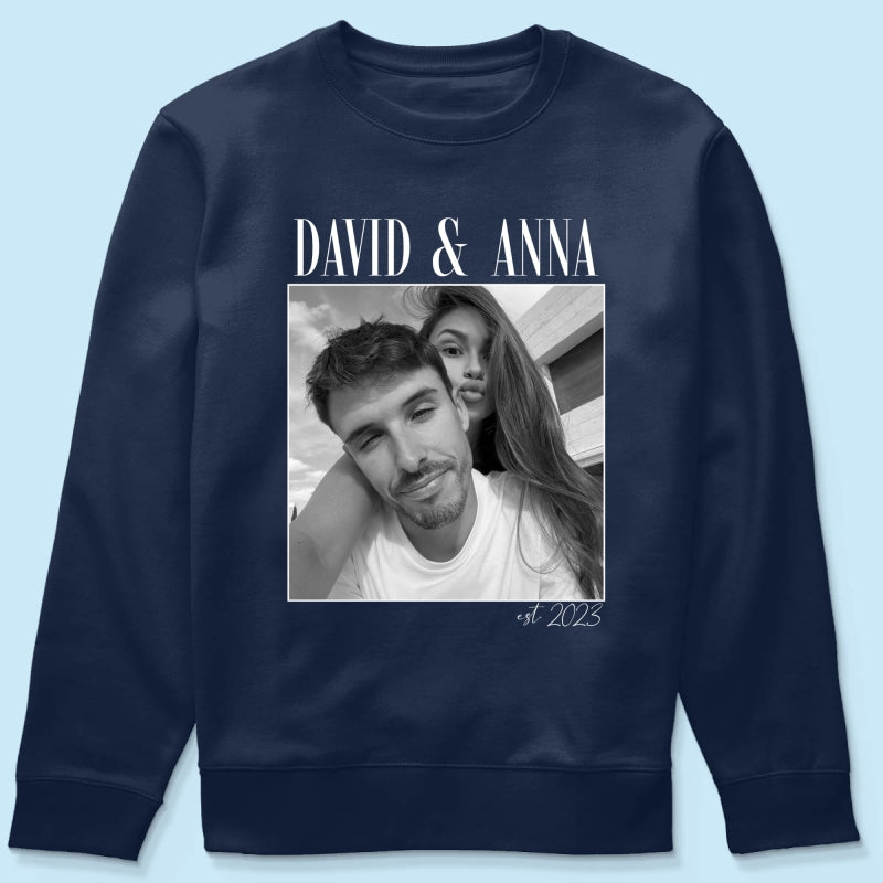 Custom Couple Photo Engagement - Personalized Shirt, - Vintage Couple Picture Shirt, Wedding Anniversary Gift, Couple Gift