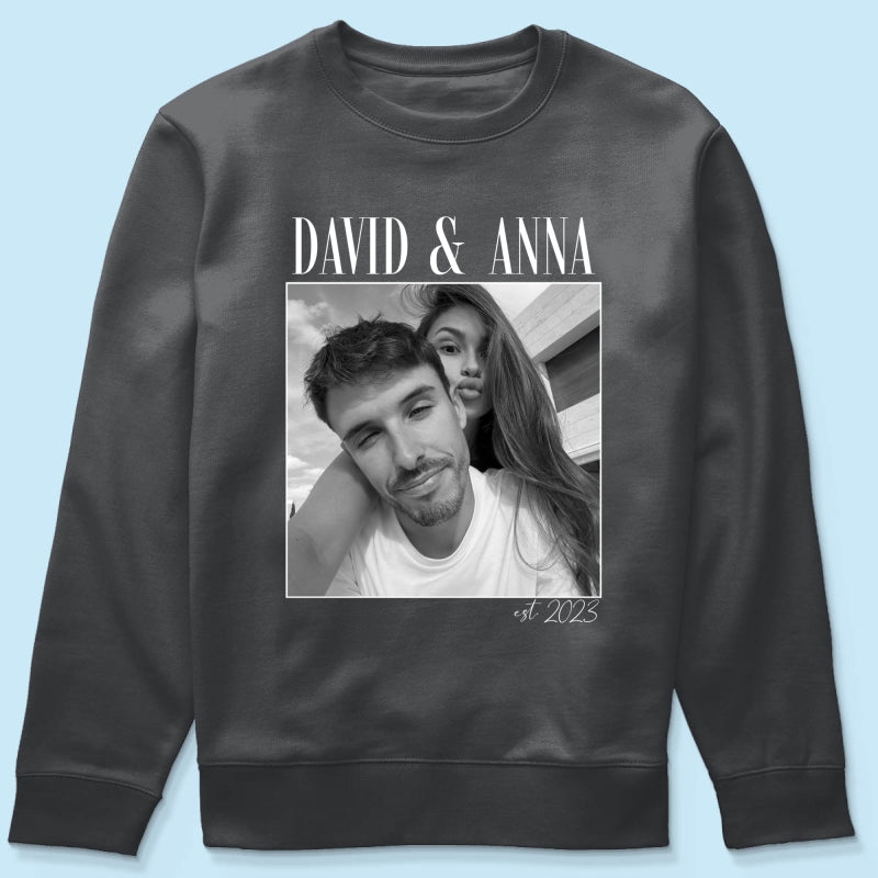 Custom Couple Photo Engagement - Personalized Shirt, - Vintage Couple Picture Shirt, Wedding Anniversary Gift, Couple Gift