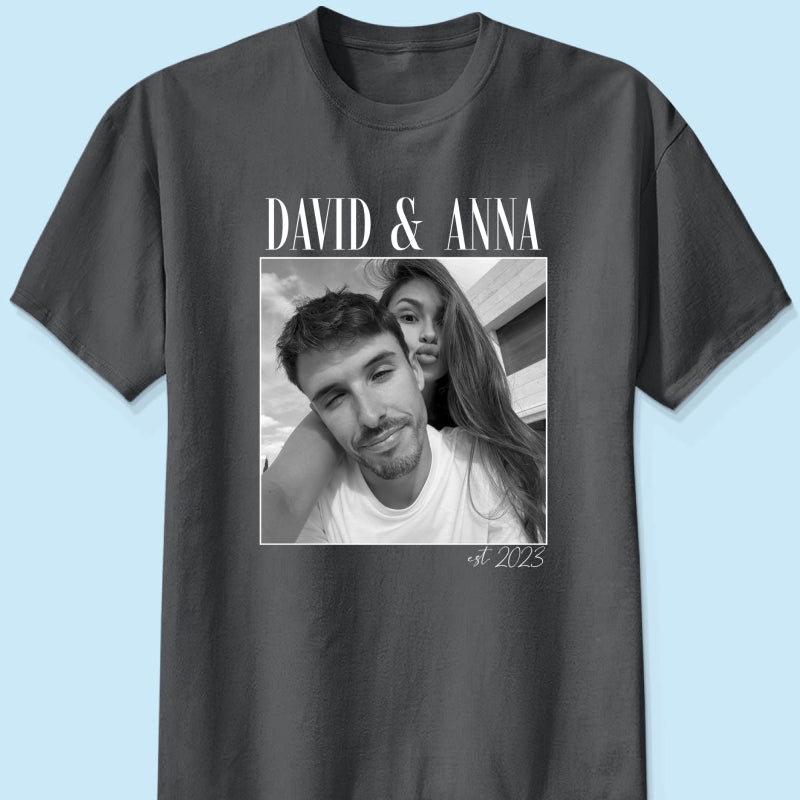 Custom Couple Photo Engagement - Personalized Shirt, - Vintage Couple Picture Shirt, Wedding Anniversary Gift, Couple Gift