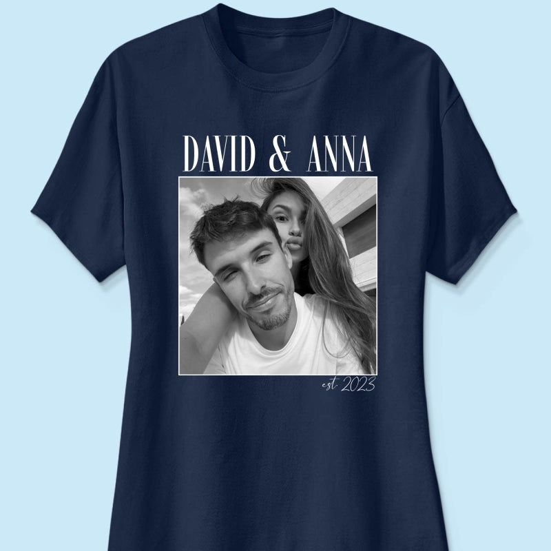 Custom Couple Photo Engagement - Personalized Shirt, - Vintage Couple Picture Shirt, Wedding Anniversary Gift, Couple Gift