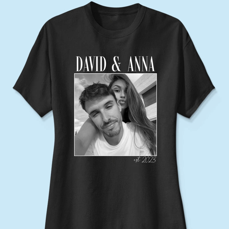 Custom Couple Photo Engagement - Personalized Shirt, - Vintage Couple Picture Shirt, Wedding Anniversary Gift, Couple Gift