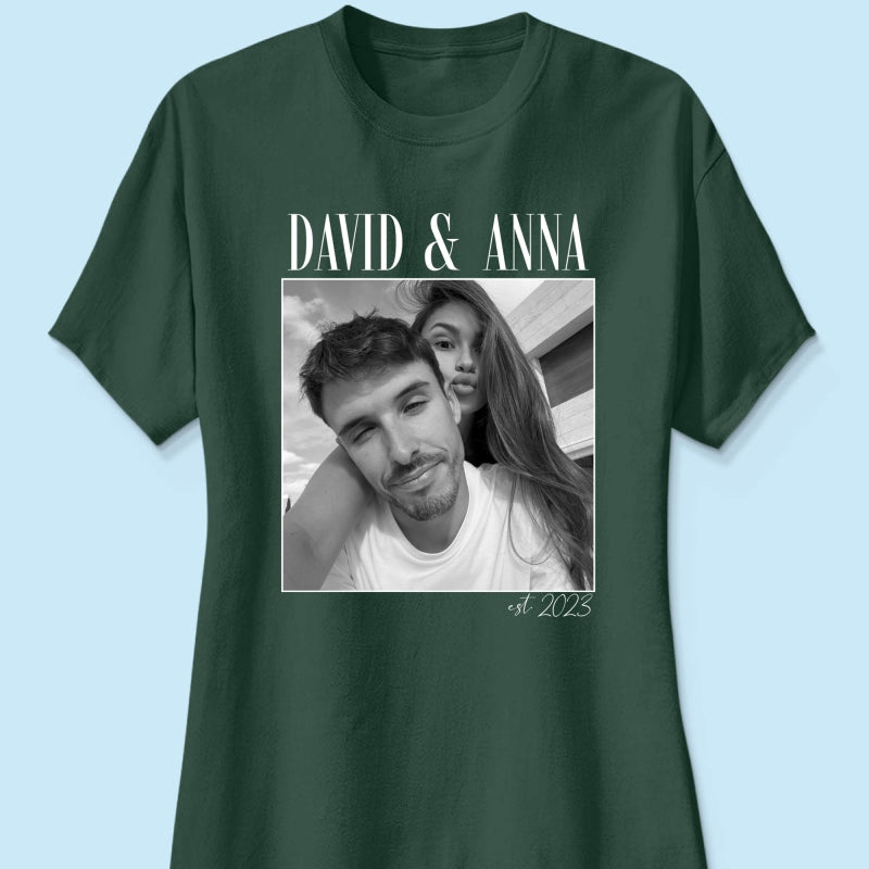 Custom Couple Photo Engagement - Personalized Shirt, - Vintage Couple Picture Shirt, Wedding Anniversary Gift, Couple Gift