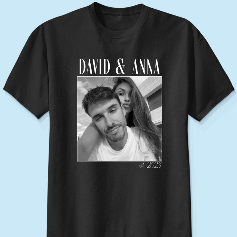 Custom Couple Photo Engagement - Personalized Shirt, - Vintage Couple Picture Shirt, Wedding Anniversary Gift, Couple Gift