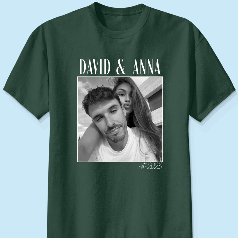 Custom Couple Photo Engagement - Personalized Shirt, - Vintage Couple Picture Shirt, Wedding Anniversary Gift, Couple Gift