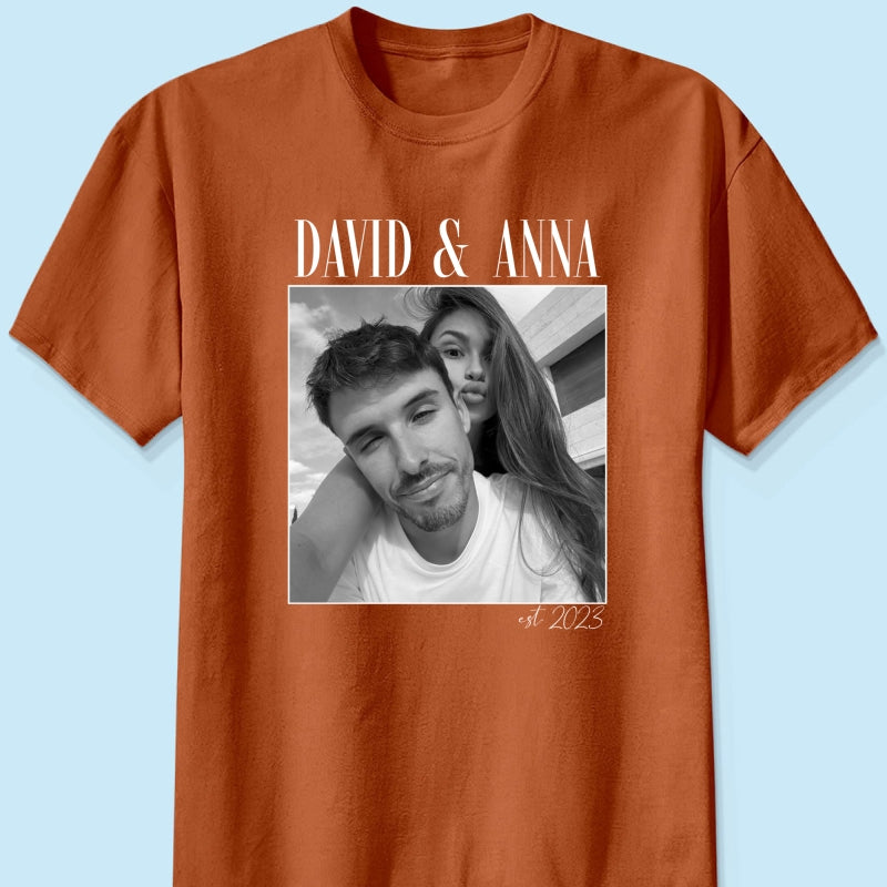 Custom Couple Photo Engagement - Personalized Shirt, - Vintage Couple Picture Shirt, Wedding Anniversary Gift, Couple Gift