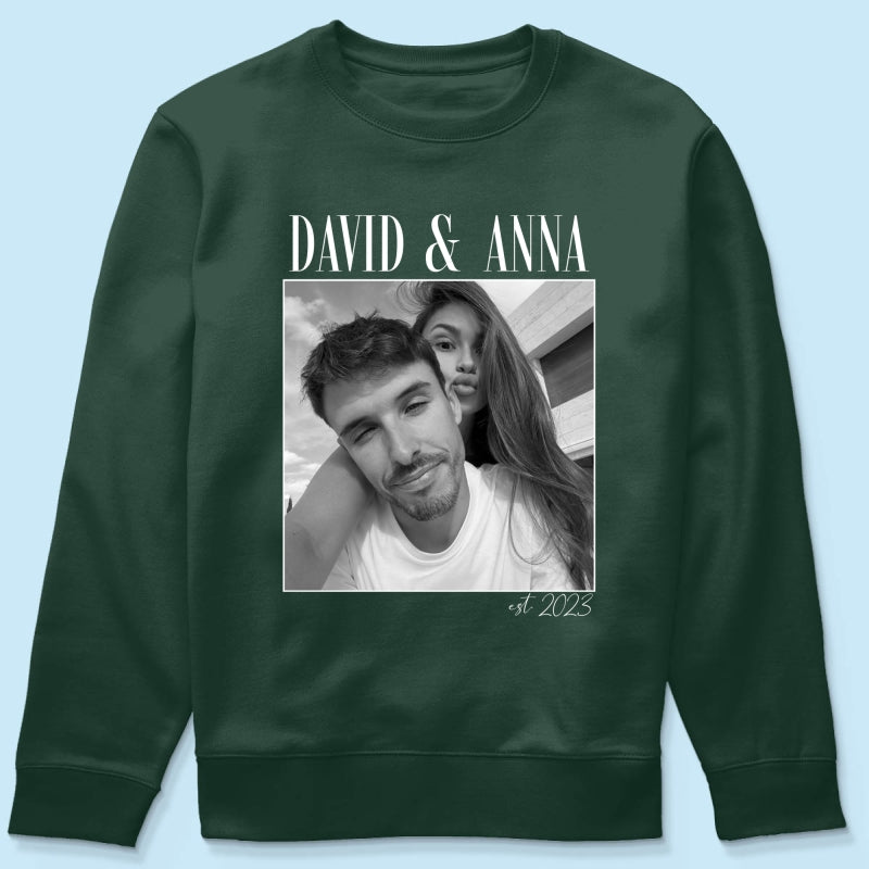 Custom Couple Photo Engagement - Personalized Shirt, - Vintage Couple Picture Shirt, Wedding Anniversary Gift, Couple Gift