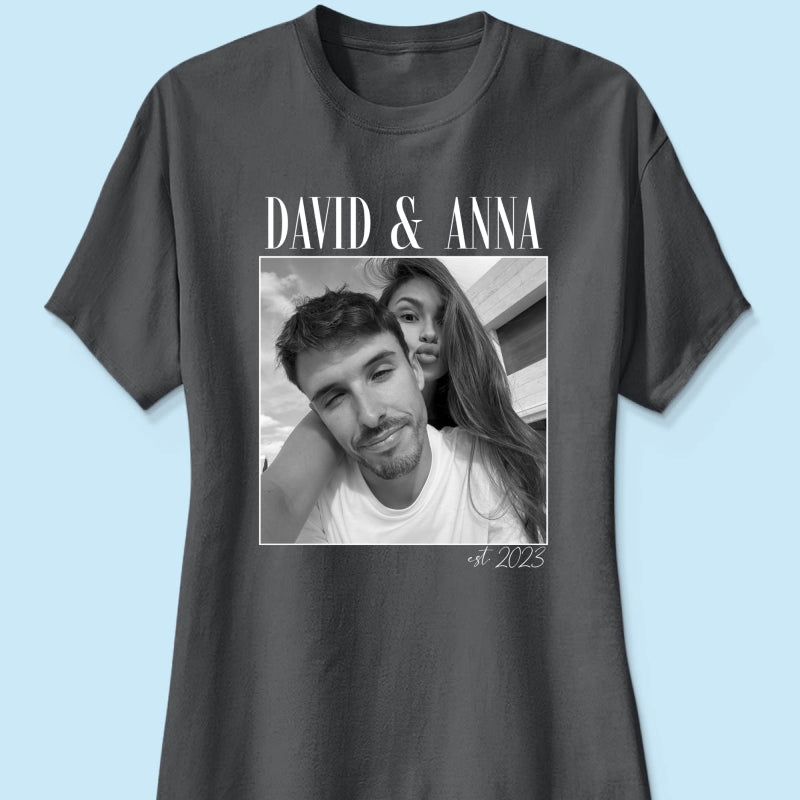 Custom Couple Photo Engagement - Personalized Shirt, - Vintage Couple Picture Shirt, Wedding Anniversary Gift, Couple Gift