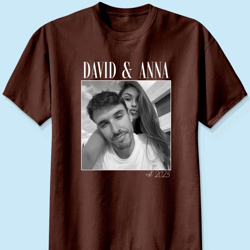 Custom Couple Photo Engagement - Personalized Shirt, - Vintage Couple Picture Shirt, Wedding Anniversary Gift, Couple Gift