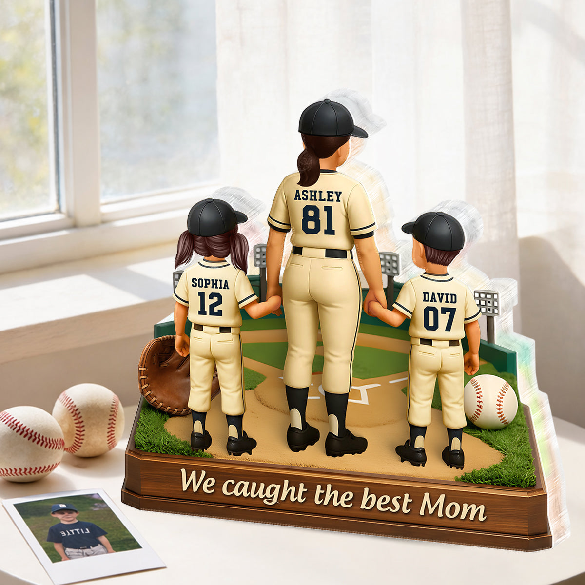We Caught The Best Mom Baseball - Personalized Acrylic Block Plaque - Heartfelt Gift For Mom, Grandma