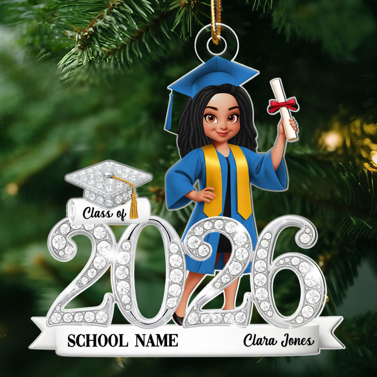 Class Of 2025 2026 3D Shining Effect - Personalized Acrylic Ornament - Christmas Gift for Senior
