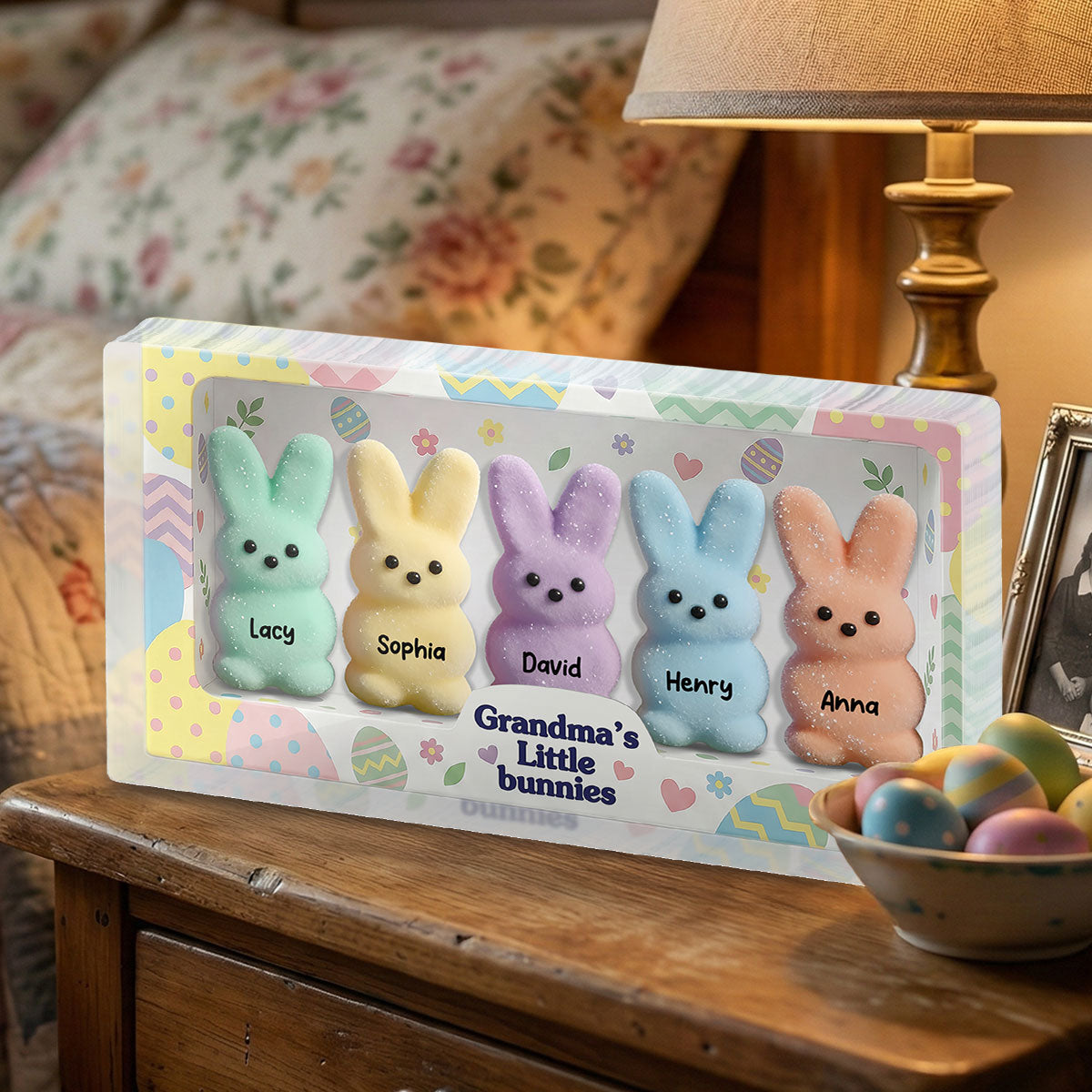 Easter Grandma Little Bunnies - Personalized Acrylic Block Plaque - Easter Decor Gift For Grandma