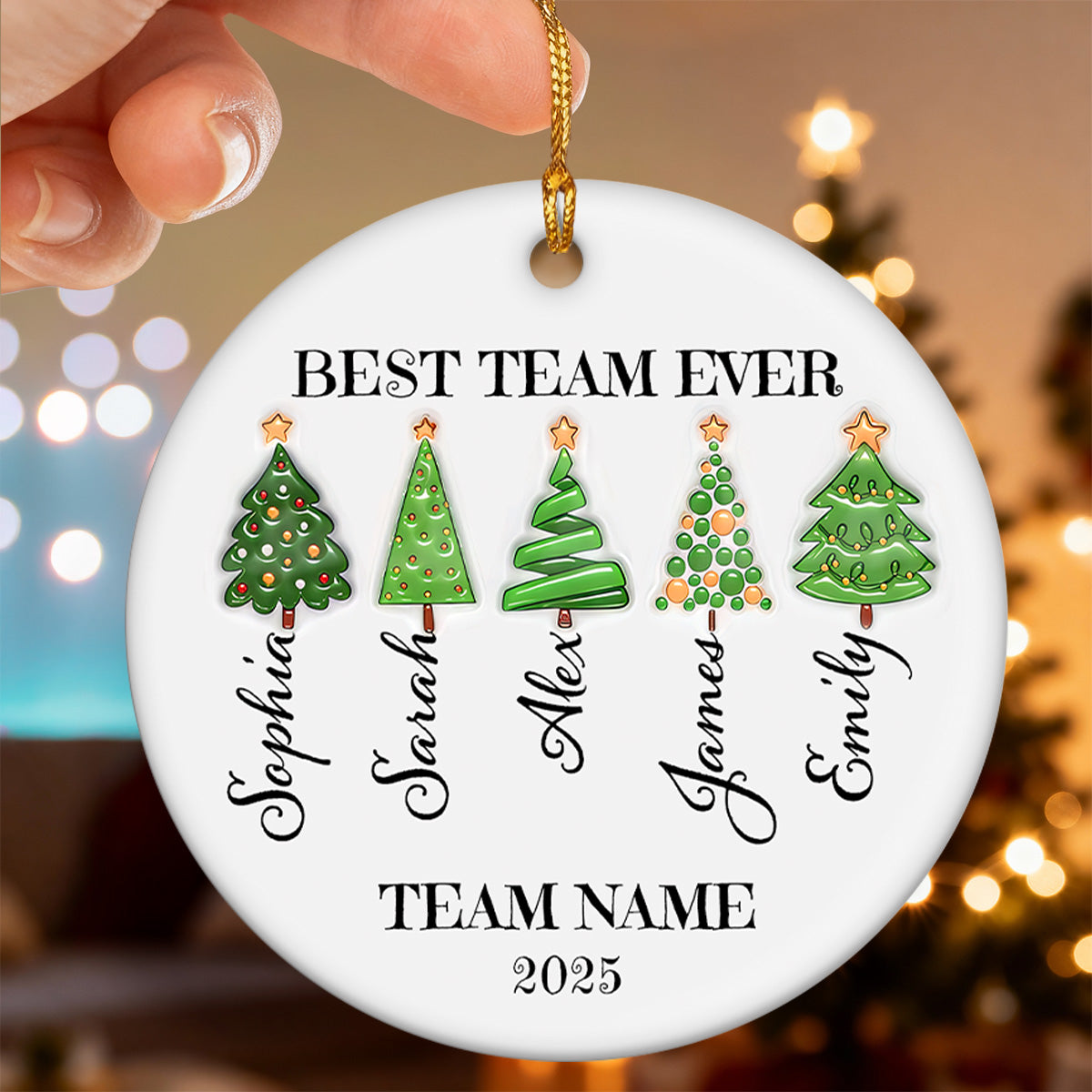 Best Team Ever Work Team Member - Personalized Ceramic Ornament - Corporate Gift Exchange