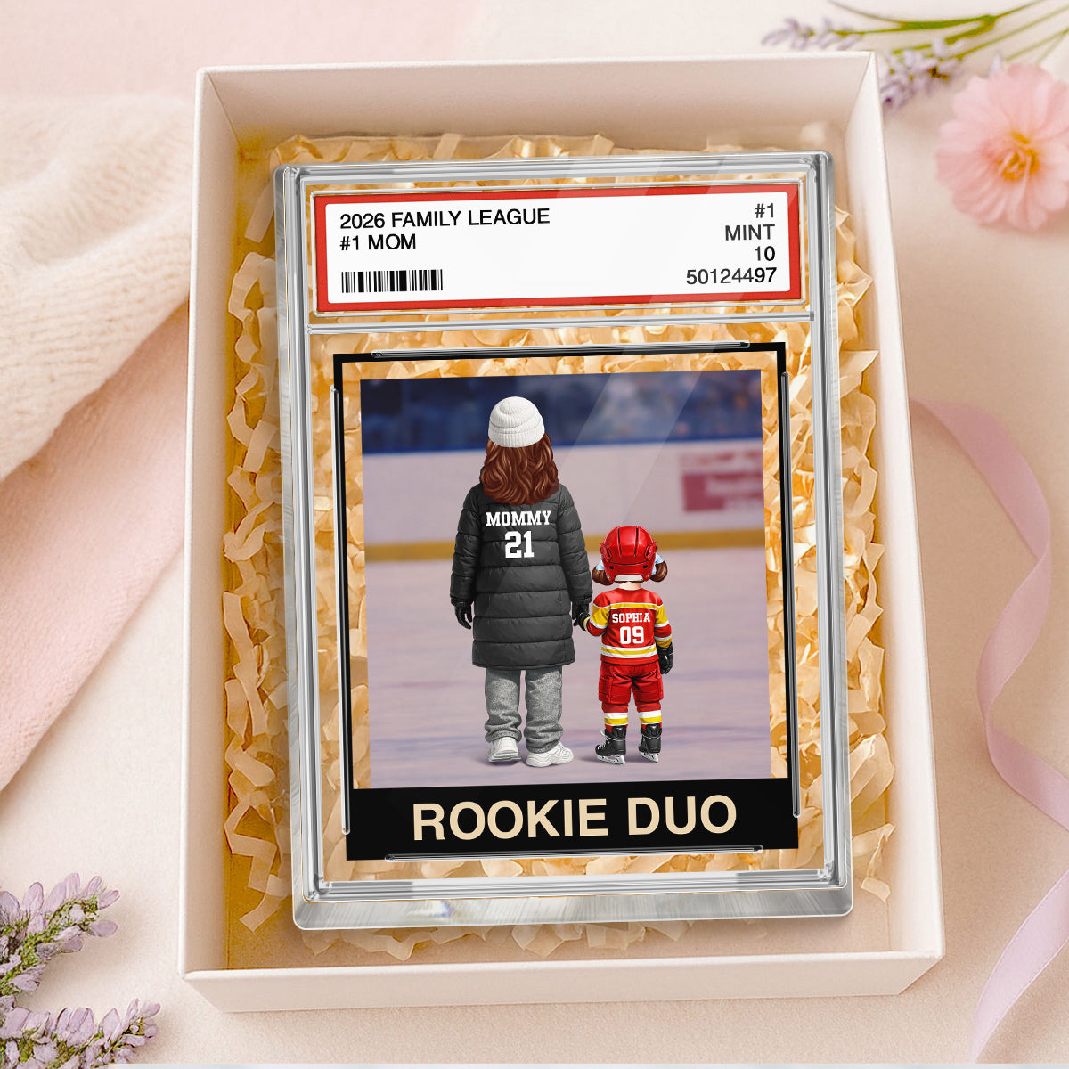 Ice Hockey Mom Kids Trading Card Style - Personalized Acrylic Block Plaque - Gift For Hockey Mom