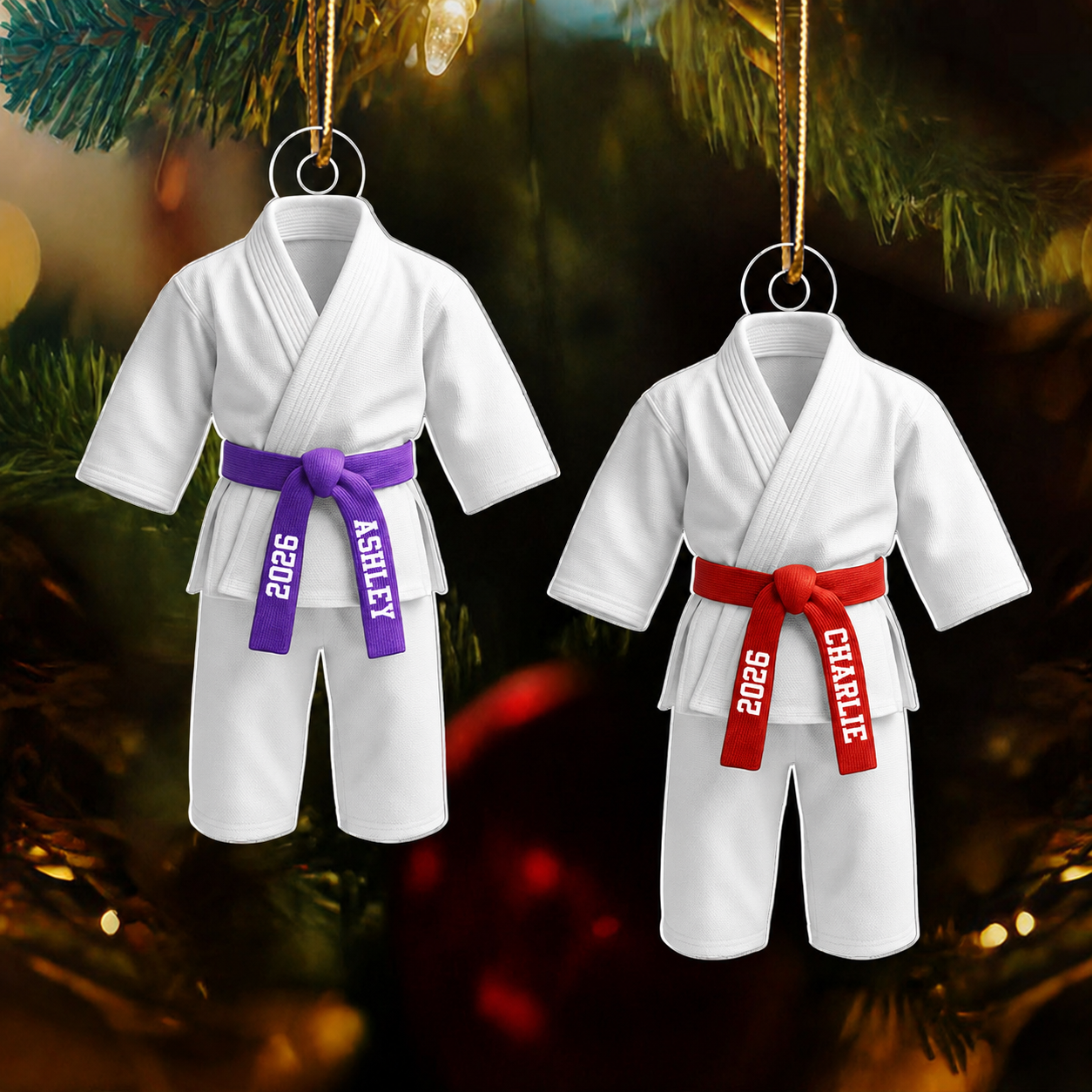 3D Effect Karate Uniform Martial Arts - Personalized Acrylic Ornament - Unique Christmas Gift For Son, Daughter, Grandson, Granddaughter