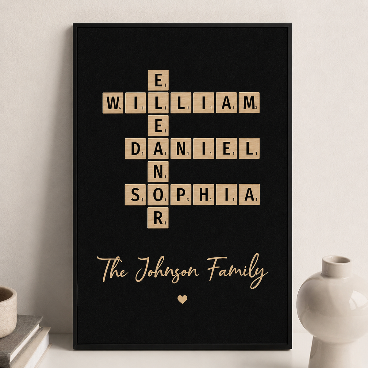 Family Crossword Art - Created In A Moment, Treasured Forever - Personalized Poster