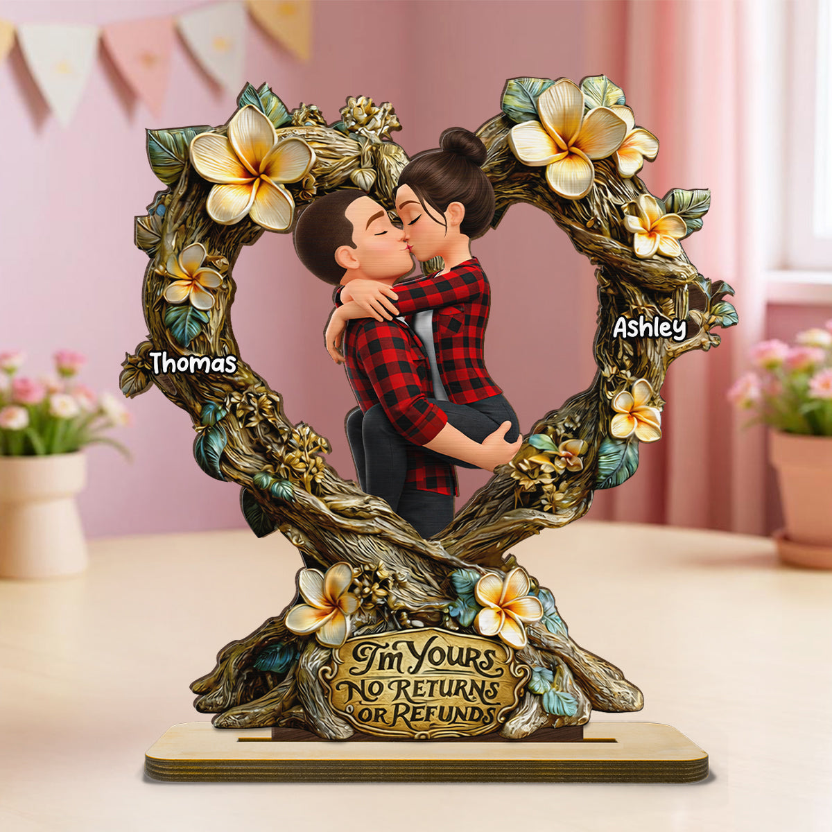 I'm Yours No Returns Or Refunds - Personalized 2-Layered Wooden Plaque - Anniversary, Valentine's Day Gift, Gift For Him, Gift For Her