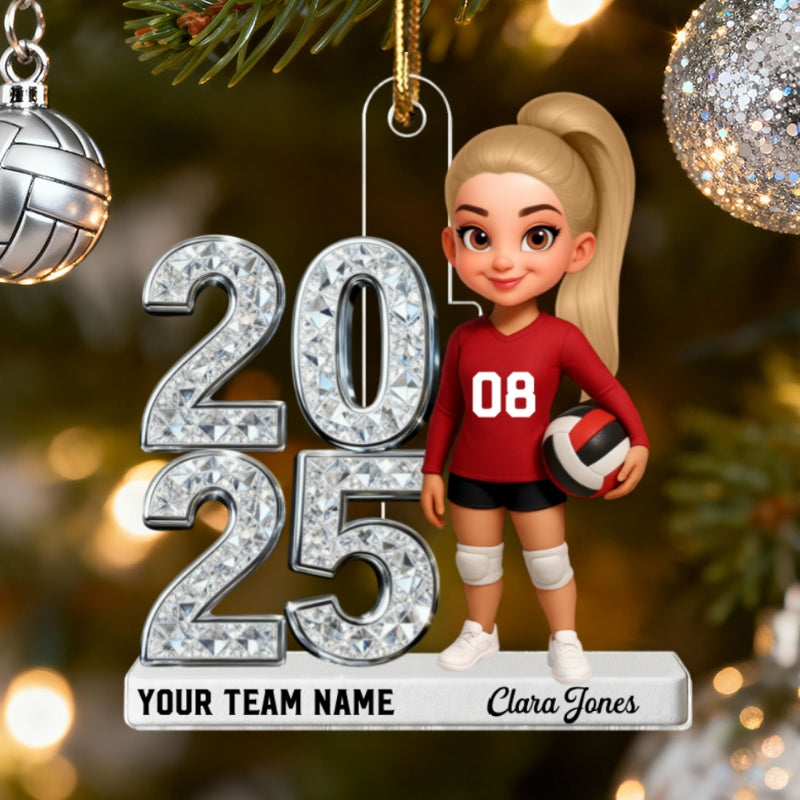 3D Shiny Effect Sport Player With Year - Personalized Acrylic Ornament - Gift For Daughter, Granddaughter, Son, Grandson