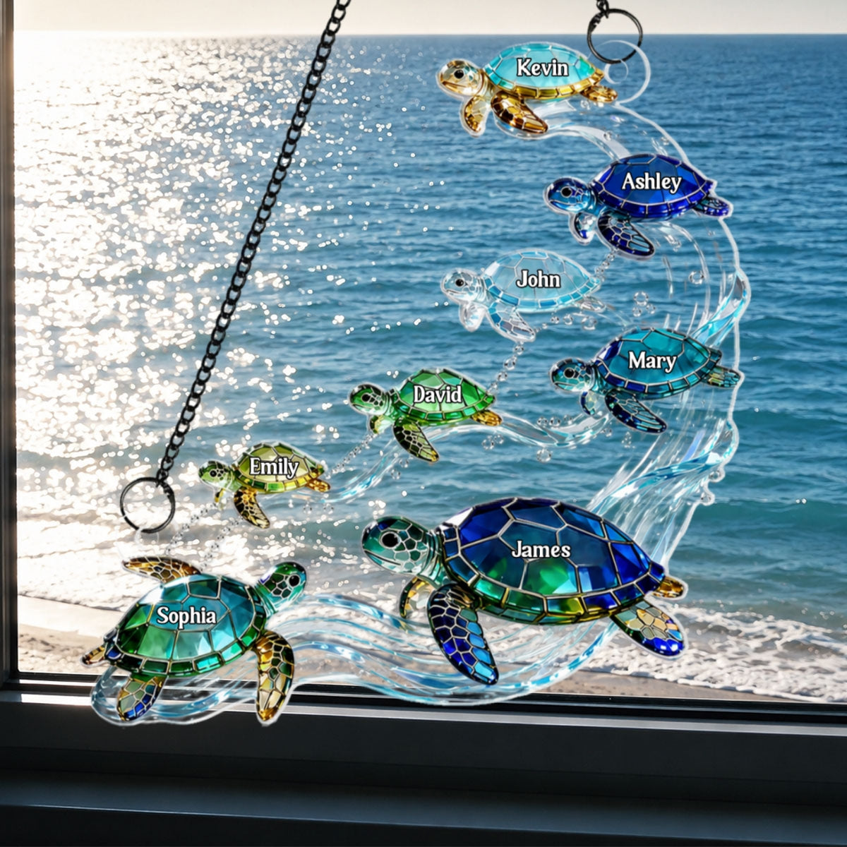 Sea Turtle Family - Personalized Suncatcher - Summer Decoration