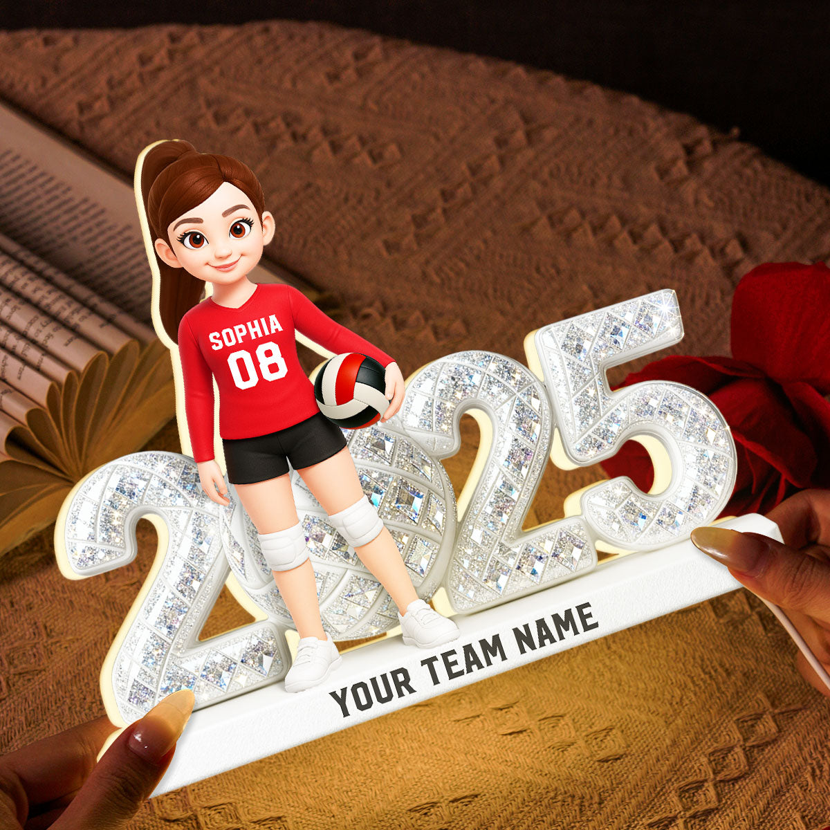 3D Shining Effect Christmas Volleyball Player Keepsake - Personalized Light Box - Gift For Volleyball Players