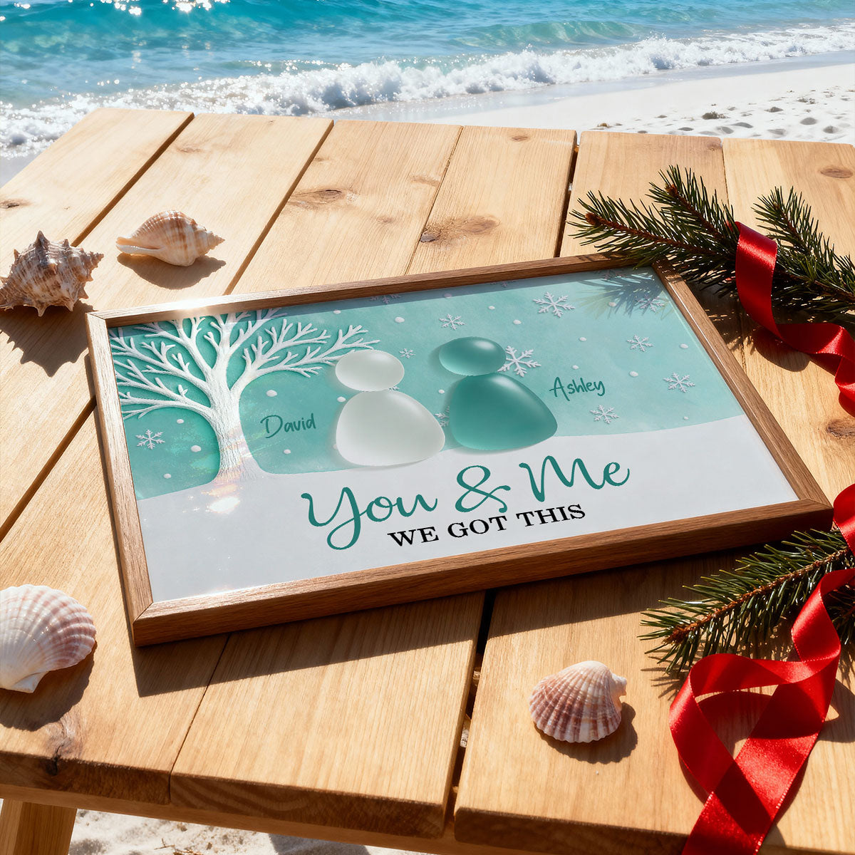 3D Sea Glass Effect Eternal Love Couple Christmas - Personalized Poster
