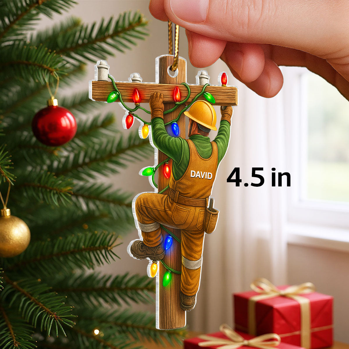 Lighting Up Every Job With Skill – Personalized Acrylic Ornament – Appreciation Gift for Electricians