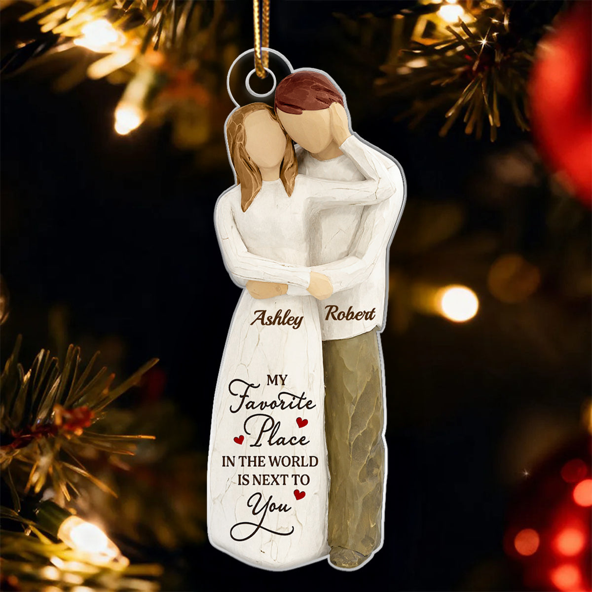 I Want To Grow Old With You Wooden Figurine - Personalized Acrylic Ornament - Heartwarming Christmas Gift For Him, For Her, For Couple
