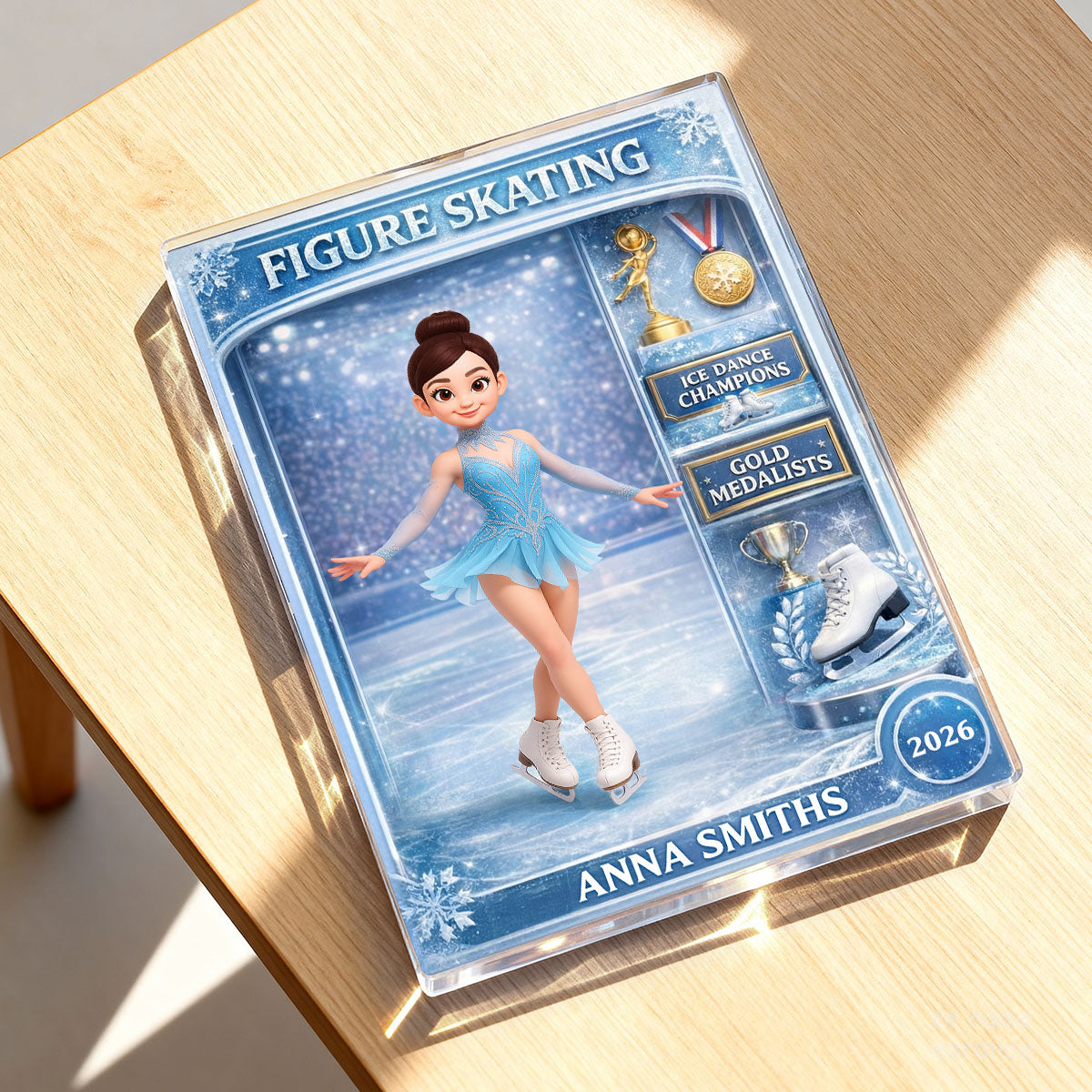 Figure Skating Woman Action Figure - Personalized Acrylic Block Plaque - Gift For Figure Skater