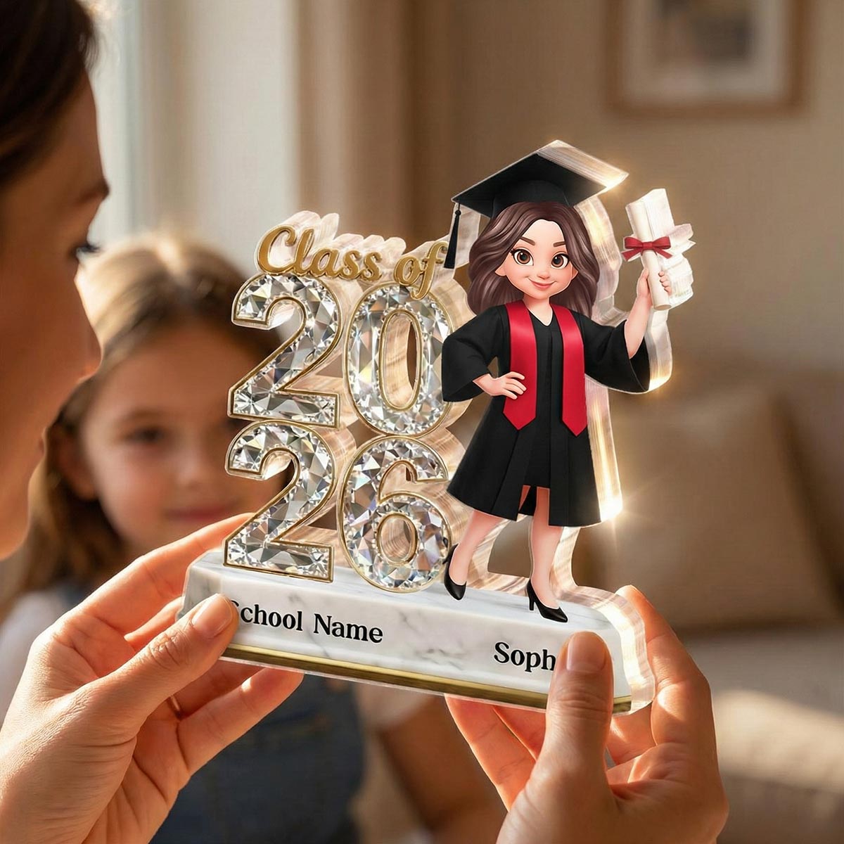 Senior Class Of 2026 2027 Keepsake 2D Flat - Personalized Acrylic Block Plaque - Graduation Gift For Graduates, Daughter, Son