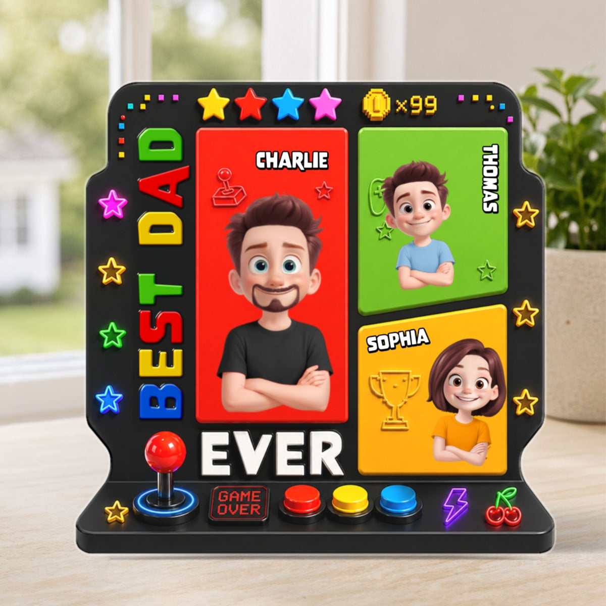 Best Dad Ever Gaming Dad - Personalized Acrylic Block Plaque - Heartfelt Gift For Dad, Husband