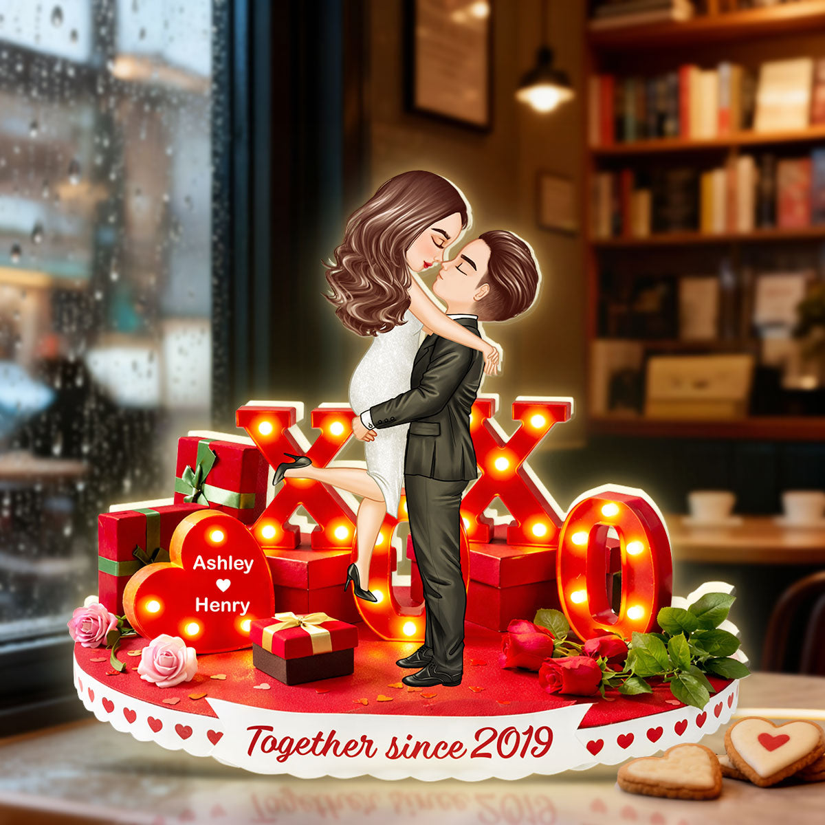 XO Couple Love Marque - Personalized Light Box - Sentimental Valentine's Day Gift for Her, for Him