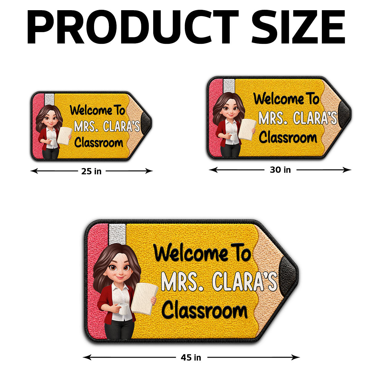 Happy Pencil Teacher Welcome To Classroom - Personalized Doormat - Back To School Gift For Teacher, Classroom Decor