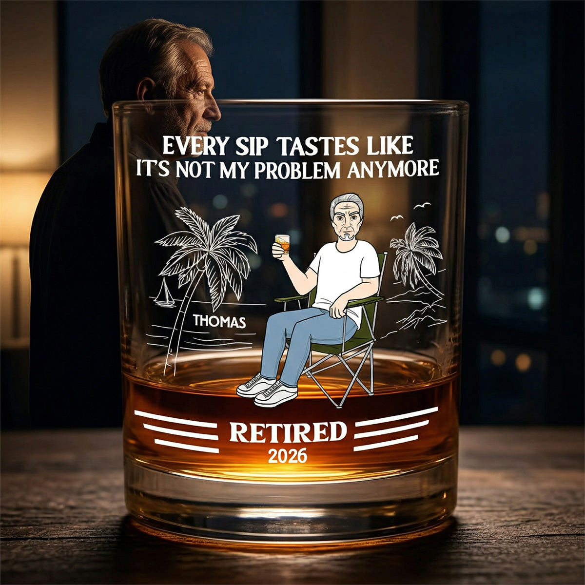 Every Sip Tastes Like Not My Problem Anymore - Personalized Wine Glass - Retirement Gift