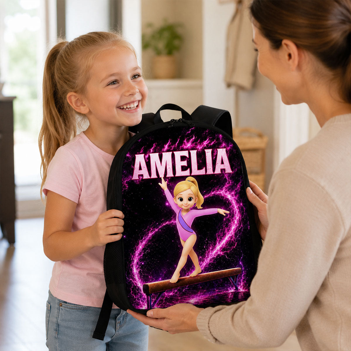 Gymnastic Trendy Design Backpack for Girls - Personalized Backpack - Back to School Gift for Daughter, Granddaughter
