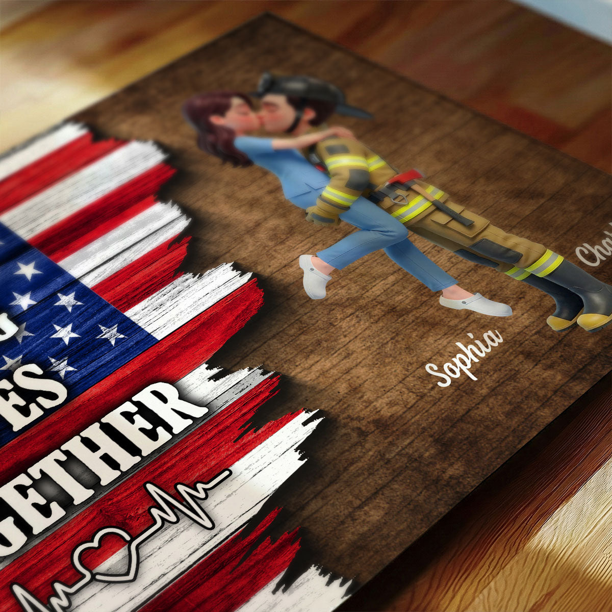 Proud Hero Couple Forever Together Half Nation Flag - Personalized Poster - Valentine's Day Gift For Couple, For Him, For Her, Nurse, Police, Firefighter, Army